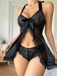 lingerie transparente en dentelle sans entrejambe pour femmes, olympiques de nounours porno, robe nuisette, sous vêtements sexy, vêtements de nuit, grande taille, nouveau