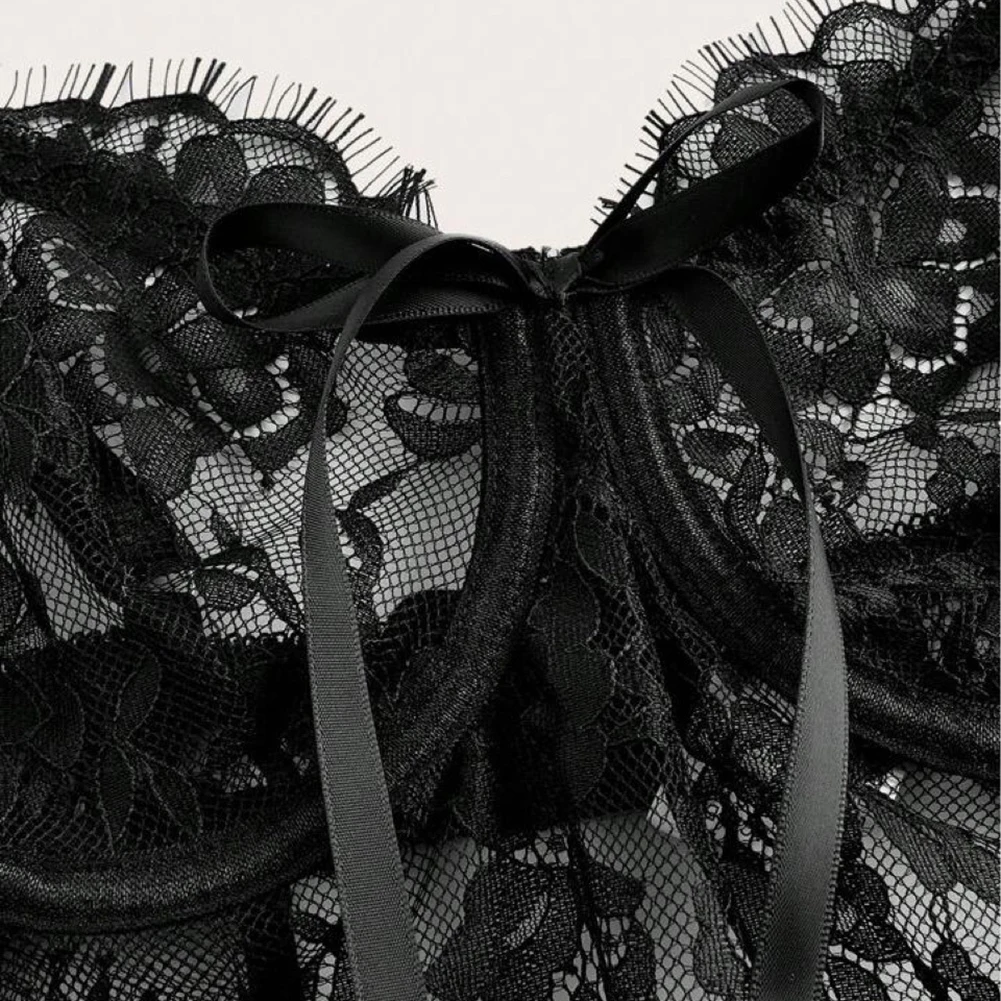 Robe Maxi Transparente En Dentelle Florale Pour Femmes Sexy Bretelles Spaghetti Maille Transparente Sous Vetements Exotiques Pyjama Erotique 14