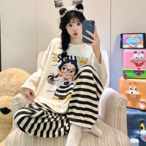 Ensemble fille – pyjama dessin animé décontracté