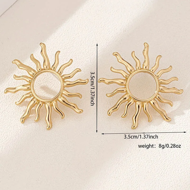 kf-S521ca9a5e5b94549b09b918c370422f0U.webp Boucles d'oreilles soleil tournesol élégantes de Style rétro pour les rassemblements des femmes, accessoires de bijoux, boucles d'oreilles multifonctions à la mode – Image 4