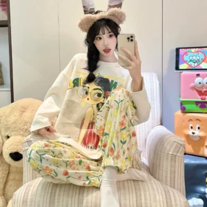 Ensemble fille – pyjama dessin animé décontracté